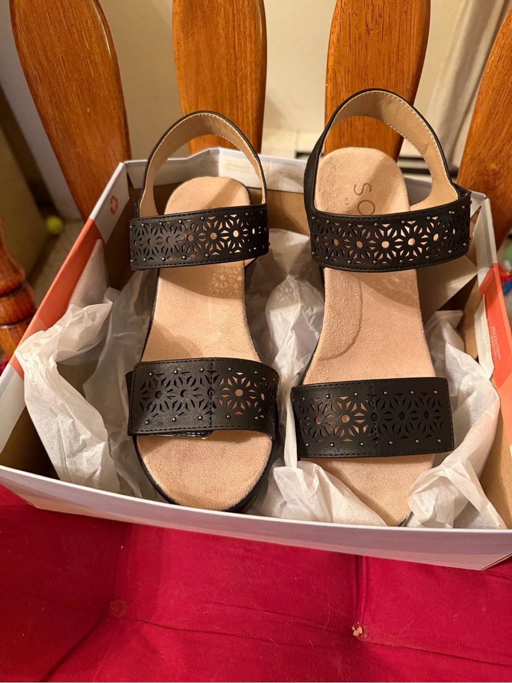 Naturalizer Black Laser-Cut Slingback Sandals